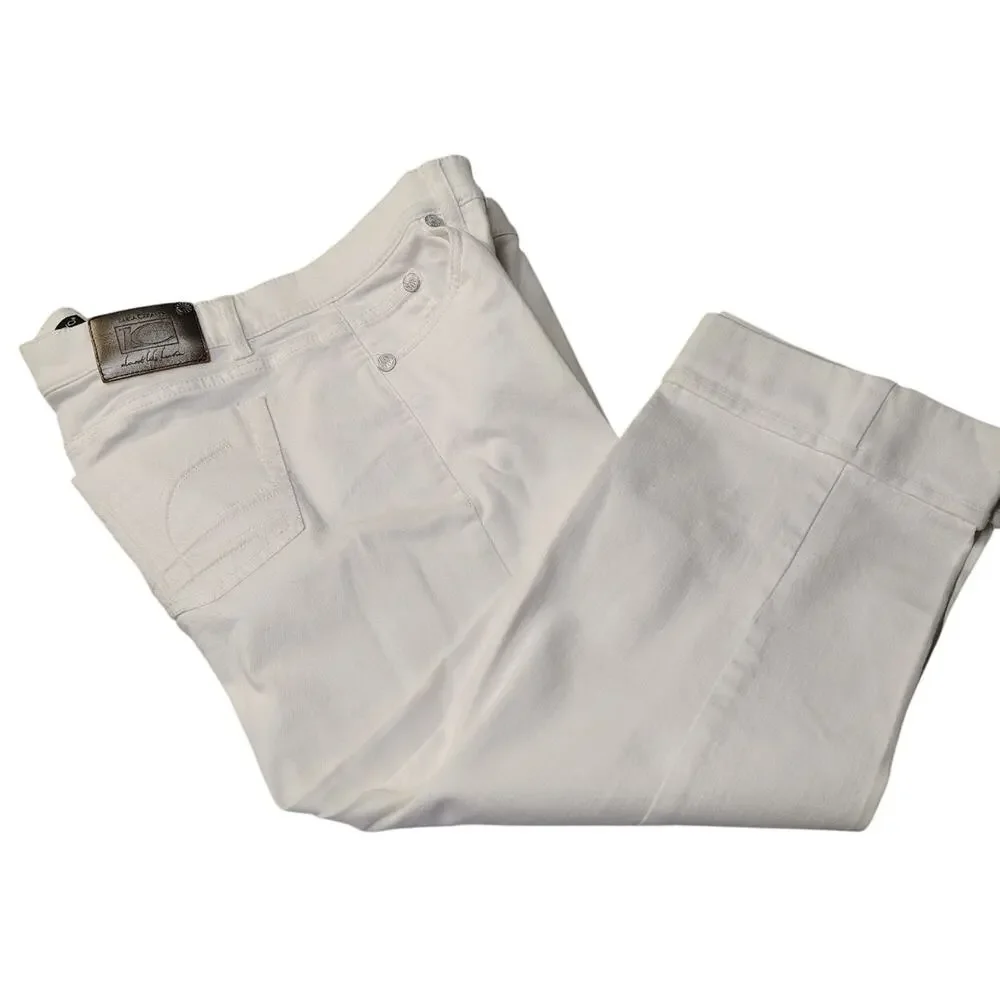 Luisa Cerano White Crop Capri Jeans Designer Women's Size 10 EU 40 Luxury 30x29